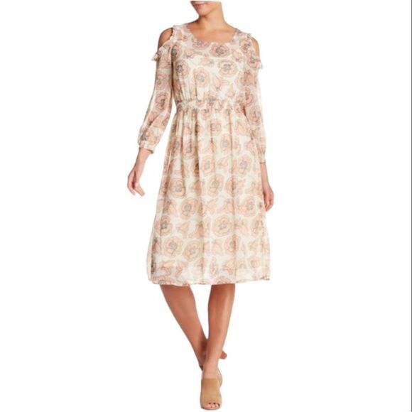 NWT Lucky Brand Floral Long Sleeve Cold Shoulder Date Night Dress PLUS Size 2X - Picture 1 of 16